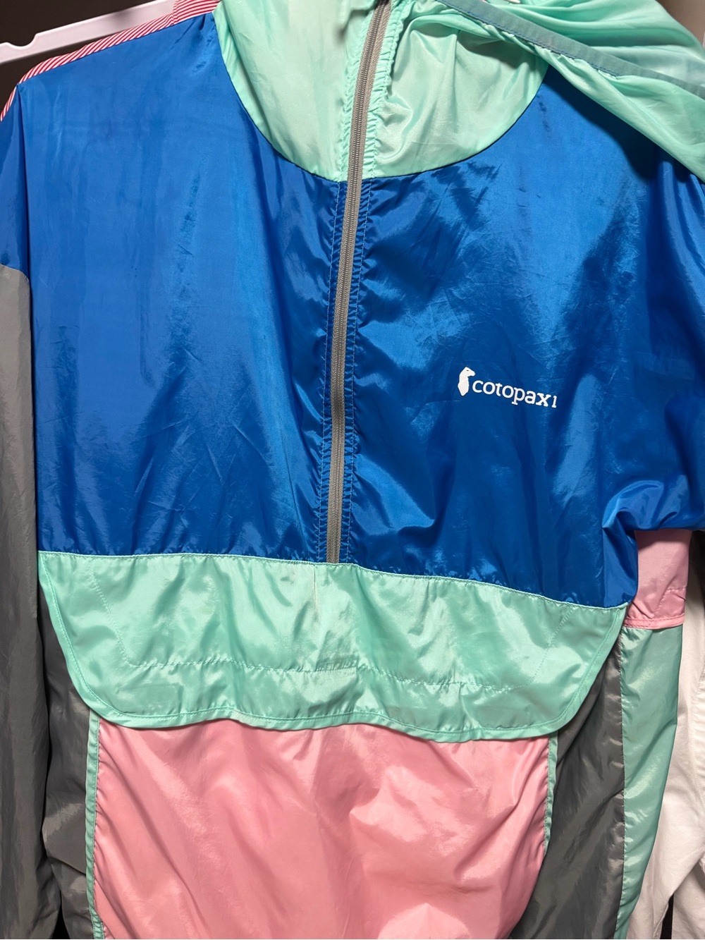 cotopaxi Kids Colorblock Rain Jacket in Blue, Mint, Pink